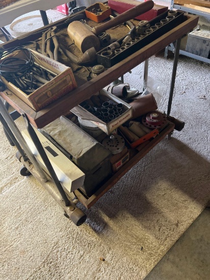 Rolling Handmade Cart with Contents