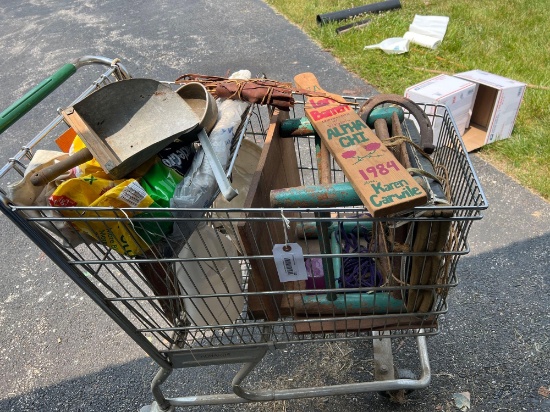 Metal Shopping cart and contents
