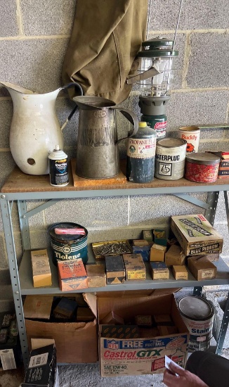 Metal Shelf and Contents