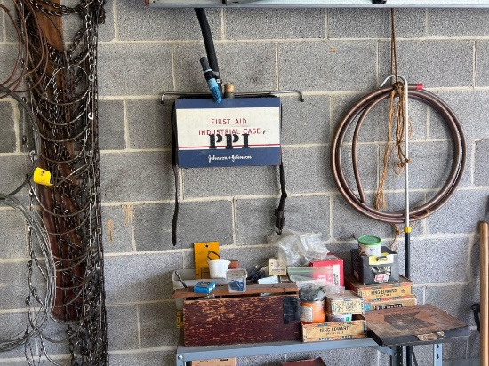 Metal Shelf and Wall Contents