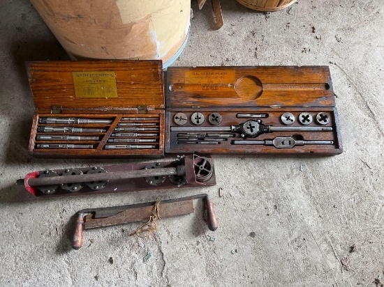 3 Vintage Tap and Die sets / Draw blade