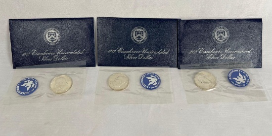 Lot of 3 Uncirculated Eisenhower Silver Dollars