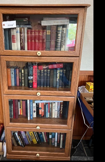 4 Shelf Barrister Style Bookcase with Books