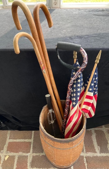 Nail Keg with Canes and Flags