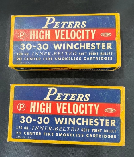 2 Peters High Velocity 3030 Winchester Empty Ammo Boxes