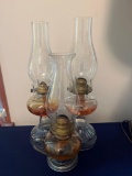 Lot of Three Vintage Oil Lamps