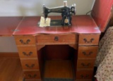Wooden Sewing cabinet with Sewing machine
