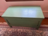 Green Painted Wooden Blanket Chest