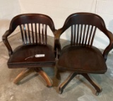 2 Vintage Wooden Office Chairs