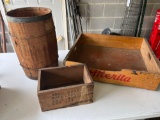 2 Wood Boxes & Nail Keg