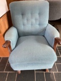 Blue Cloth Rocker with Wood Accent