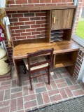 Small Wooden Desk with Needlepoint Chair