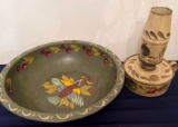 Folk Art Bowl and Lamp