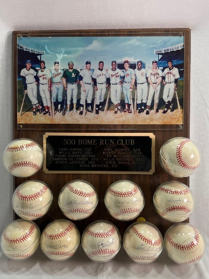 Authentic 500 Home Run Club Plaque with Signed Baseballs