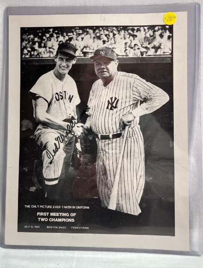 Authenic Signed Ted Williams Picture with Babe Ruth