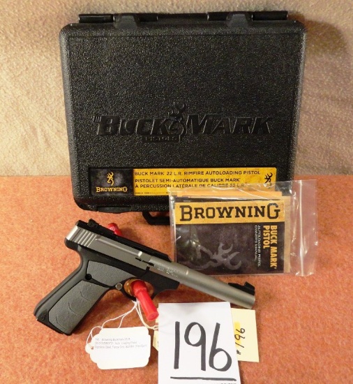 Browning Buckmark 22LR, SN:515ZW03721, Auto  Loading Pistol, Stainless Steel, Fancy Grip, Bull Bbl.