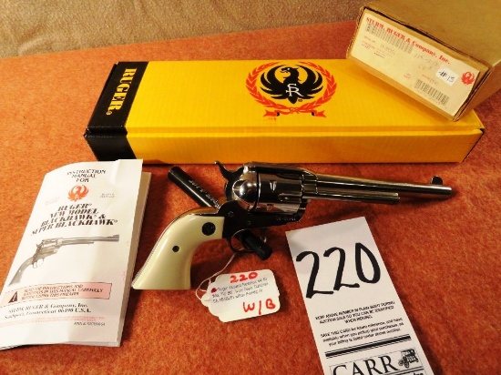 Ruger Vaquero Revolver, 44-40 Win, 7½” Bbl., Ivory Grips, Stainless, SN:55-55251 w/Box (Handgun)