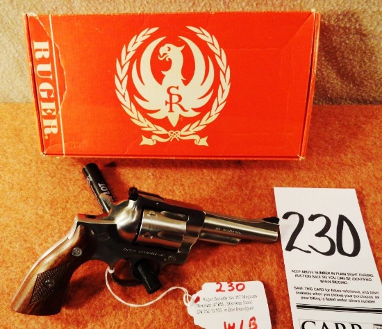 Ruger Security Six 357 Magnum Revolver, 4” Bbl., Stainless Steel, SN:152-12165, In Box (Handgun)