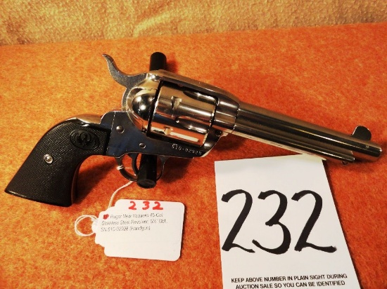 Ruger New Vaquero 45-Cal. Stainless Steel Revolver, 5½” Bbl., SN:510-02928 (Handgun)