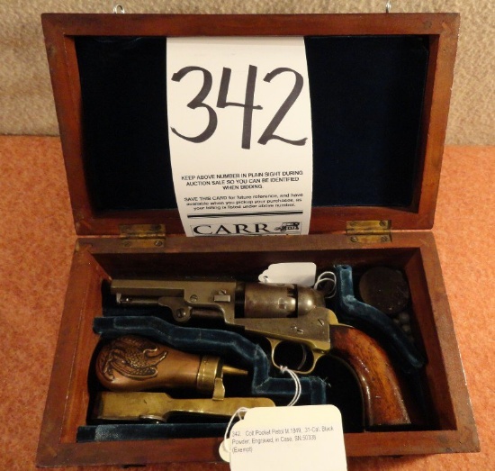 Colt Pocket Pistol M.1849, .31-Cal. Black Powder Revolver, Engraved, in Case, SN:50338 (Exempt)