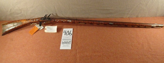 Antique Black Powder Muzzle Loader, 40-Cal., 42” Bbl., Over All Length 59”, Curly Tiger Stripe Maple
