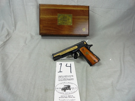 Colt MKIV/Series 70, Colt 45 Auto, Presentation Box, Blue, Wood Grips, USS