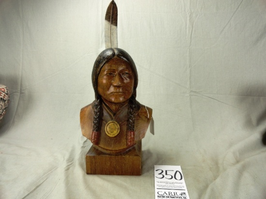 Sitting Bull Wooden Sculpture, 10” x 2’ T (IA)