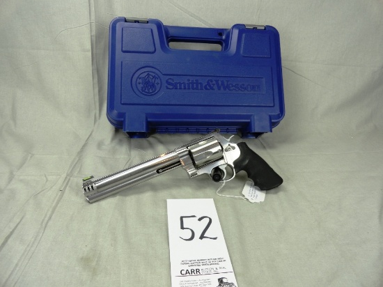 S&W 460 XVR, 460 Mag, Blue Plastic Case, Stainless, 7.5” Bbl., Rubber Grips