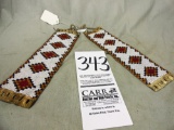 Blackfeet (?) Arm Bands, Set, White, Blue, Yellow & Red Beadwork, Excellent