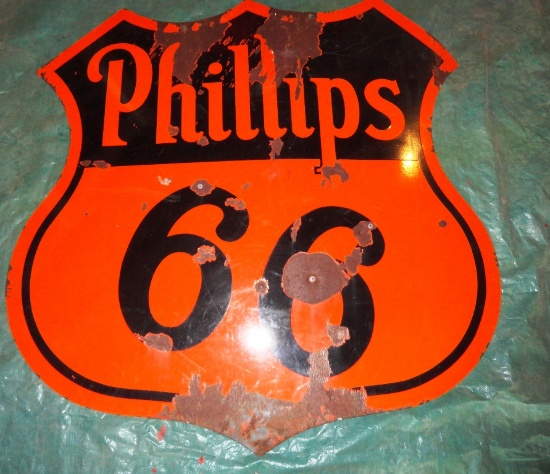 Phillips 66 Shield Orange/Black, 47" x 47", Porcelain, Single Sided