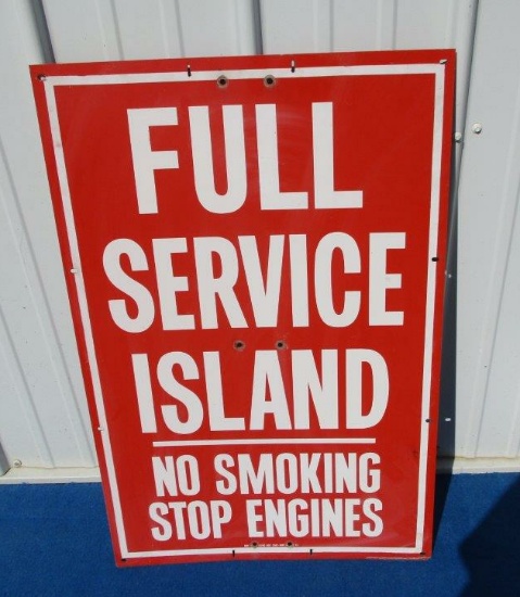 Full Service Station Island Sign (red) size is 24" x 36"
