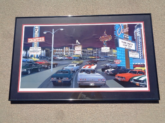 Ltd. Ed. Print of 60’s Era Chevrolet’s on the Las Vegas Strip, Framed and Matted