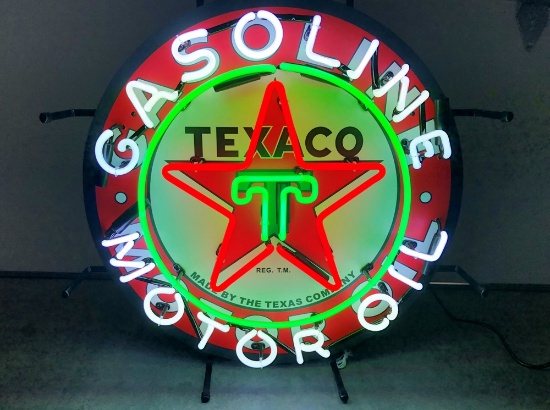 24" Texaco Gasoline Motor Oil, Neon
