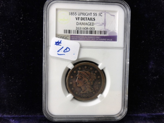 1855 Large Cent NGC Graded