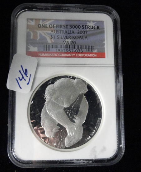 2007 Australian $1 Silver Round Kola NGC MS 70