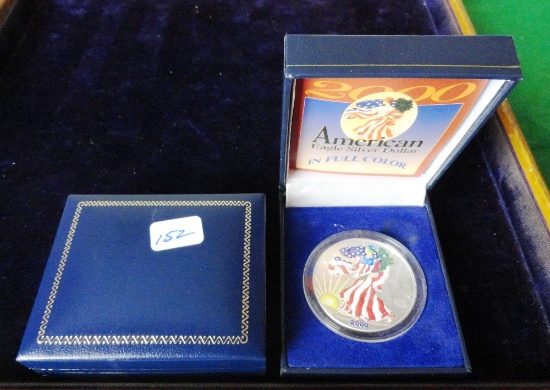 (2) 2000 Full Color Silver Eagle Dollar U.S.