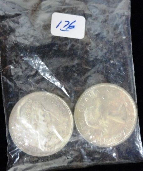 (2) Canadian Silver Dollars, 1962 – 66