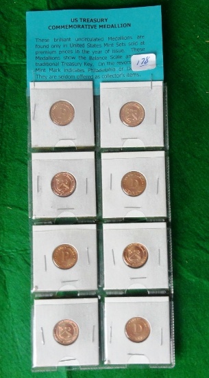 (8) Copper Commemorative Medallions