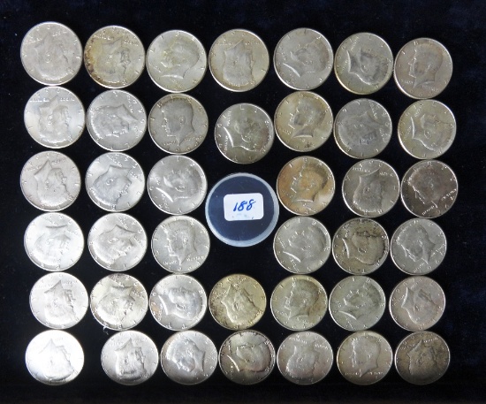 (40) 1964 Kennedy Half Dollars, Silver