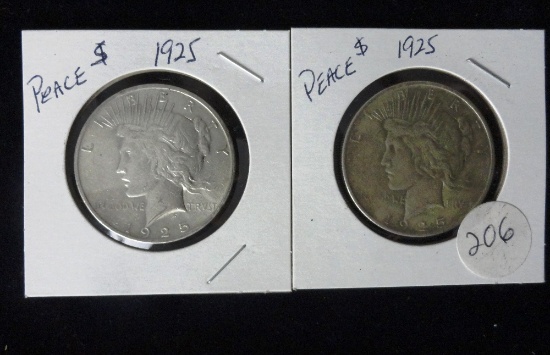 (2) 1925 Peace Dollars