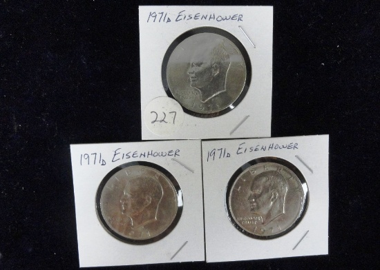 (3) 1971-D Comm. Eisenhower Dollars