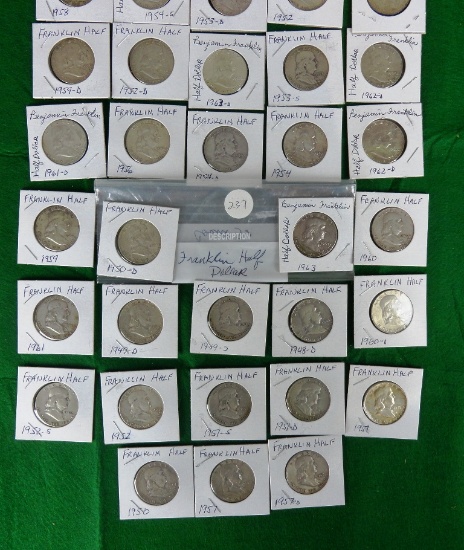 (32) 1948-1958 Silver Franklin Half-Dollars
