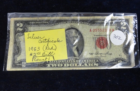 1953 $2 Red Silver Certificates