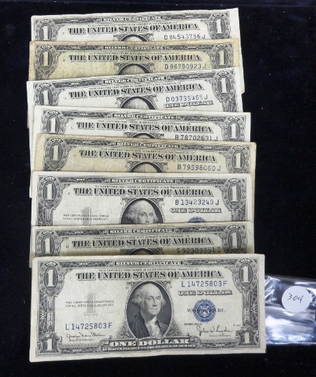 (8) 1935 $1 Blue Silver Certificates