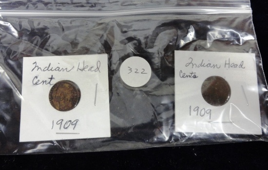 (2) 1909 Indian Head Cents