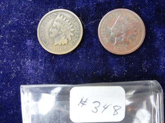 (2) 1909 Indian Head Cents