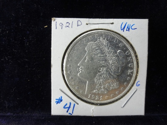 1921 D Morgan Dollar UNC