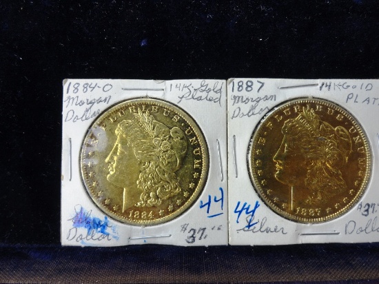 1884 0 – 1887 Morgan Dollar 14kt. Gold Plated