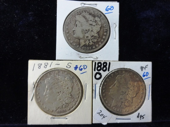(2) 1881 S -1881 Morgan Dollars