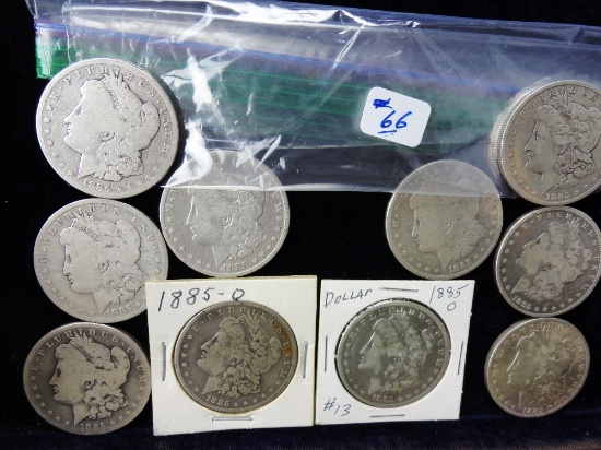 (5) 1885 O – 1885 S (4) 1885 Morgan Dollars